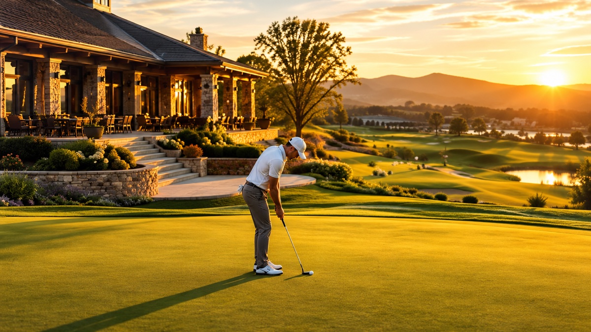 Golfclub und Spieler auf dem Putting Green