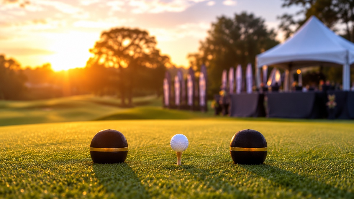 Turnierabschläge und Veranstaltungsbereich auf dem Golfplatz