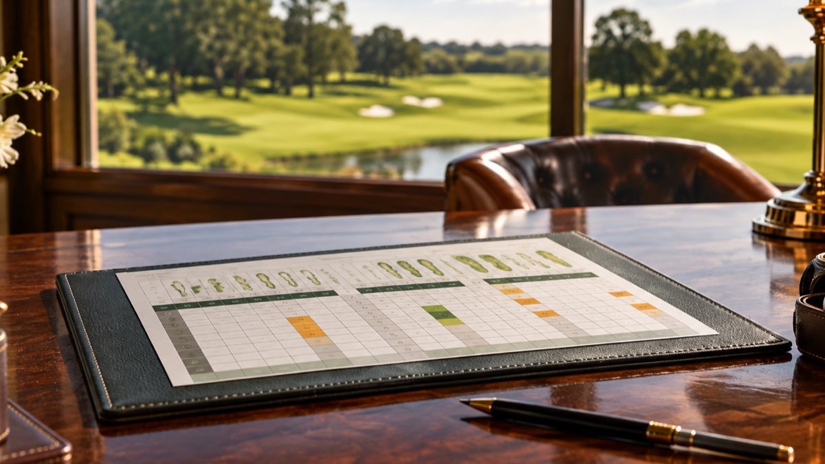 Eclectic-Auswertung auf einem Schreibtisch im Golfclub